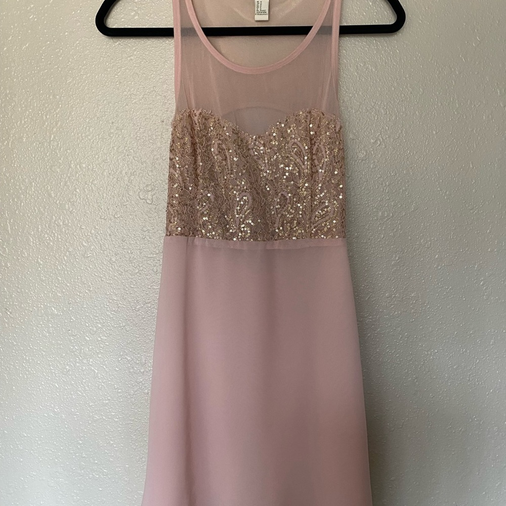 Forever 21 Pink and Gold Sequin Slip Dress Prom